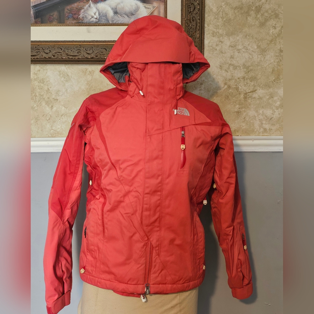 North Face Hyvent Jacket Womensβ Orange Waterproof Primaloft Recco Hooded Ski S